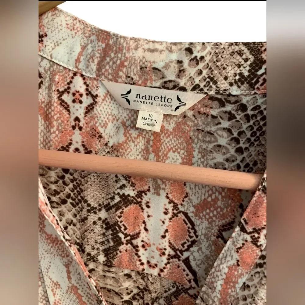 NEW Nanette Lepore DesignerSnakeskin Reptile Print Dress Sleeveless Pink Size 10_6
